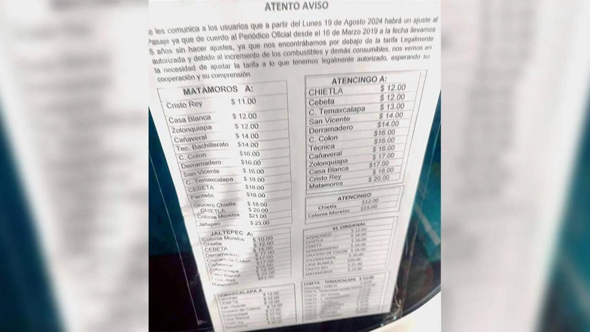 El aumento de tarifa también afectará a los trayectos intermedios de la Ruta 1